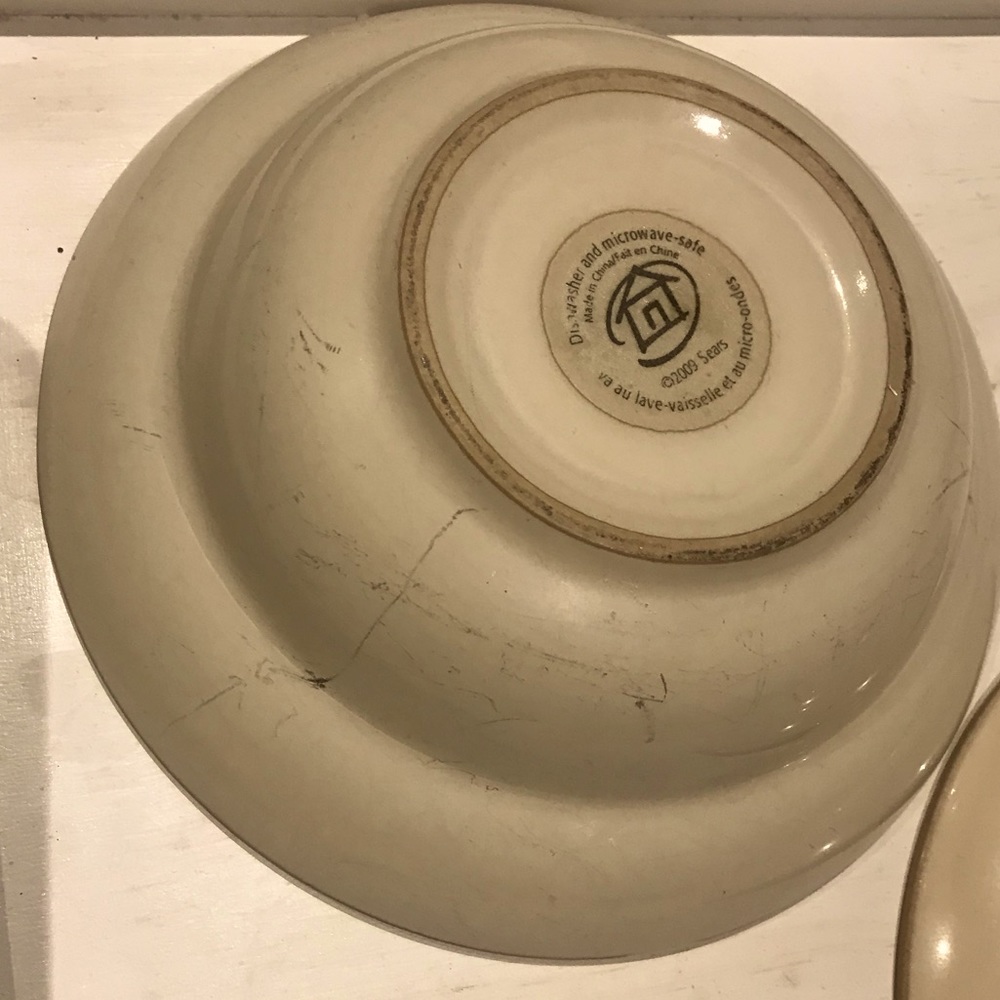 Sears Large Rimmed Bowl & Matching Plate Rustic Farmhouse Kitchen - Picture 12 of 16